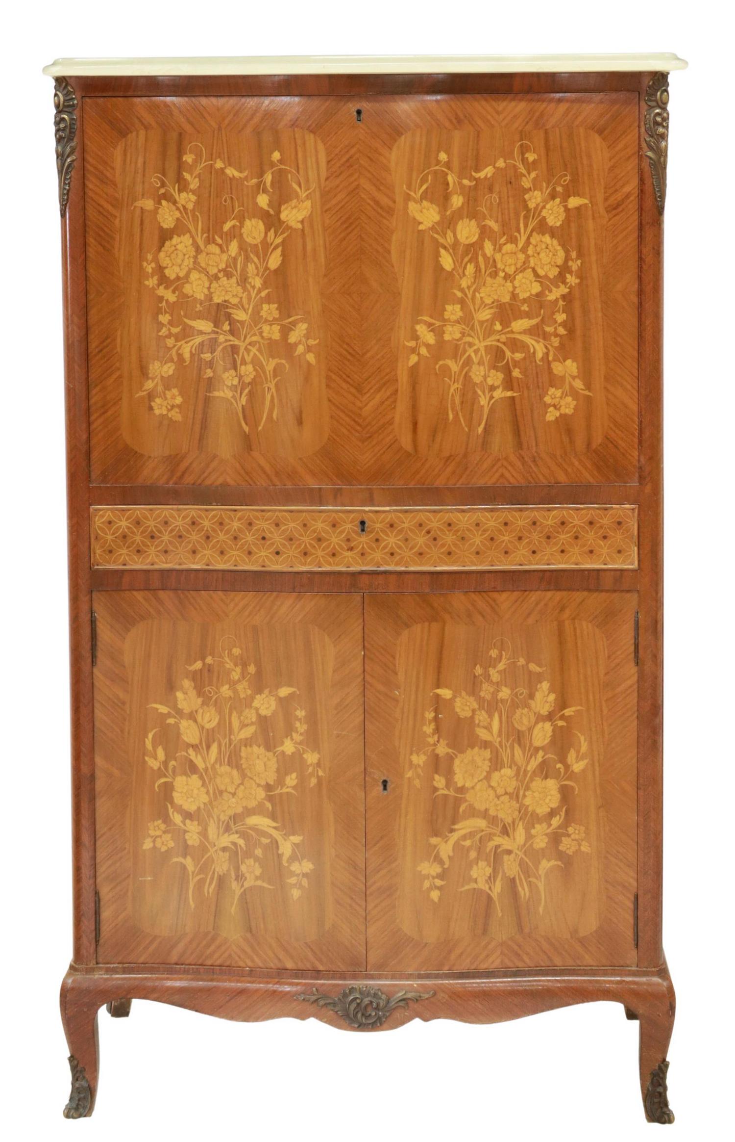 LOUIS XV STYLE ONYX-TOP SECRETAIRE A ABATTANT (1 of 6)