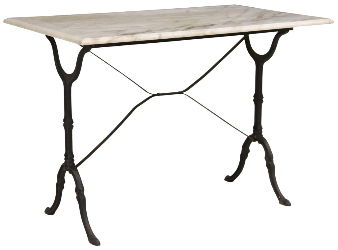 FRENCH MARBLE-TOP CAST IRON BISTRO TABLE (1 of 4)