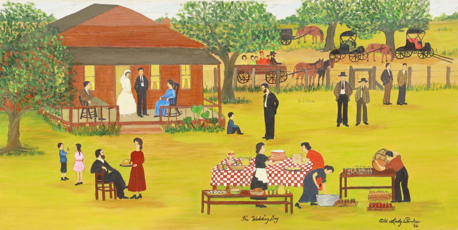 OLD LADY PARKER PRIMITIVE FOLK ART PAINTING (1 of 5)