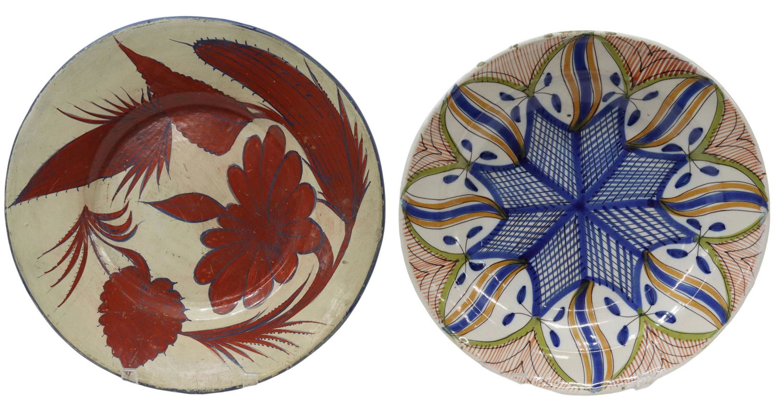 (2) POLYCHROME EARTHENWARE CHARGERS (1 of 2)