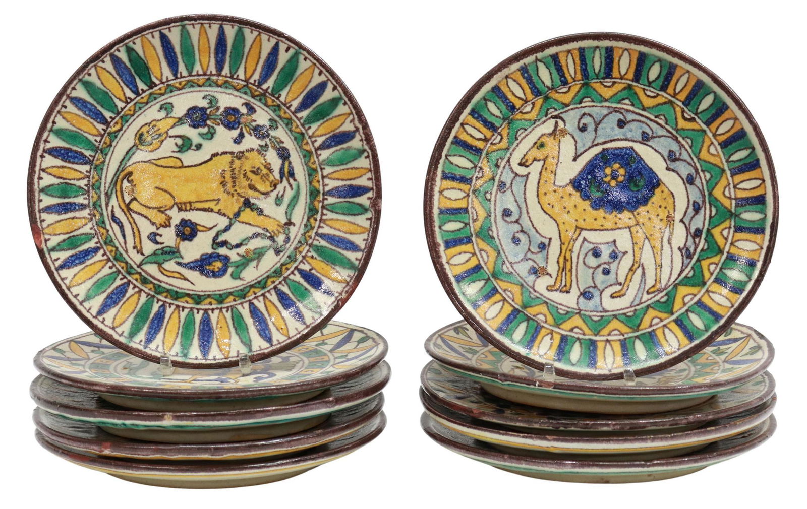 (10) TUNISIAN TIN-GLAZED EARTHENWARE PLATES (1 of 5)