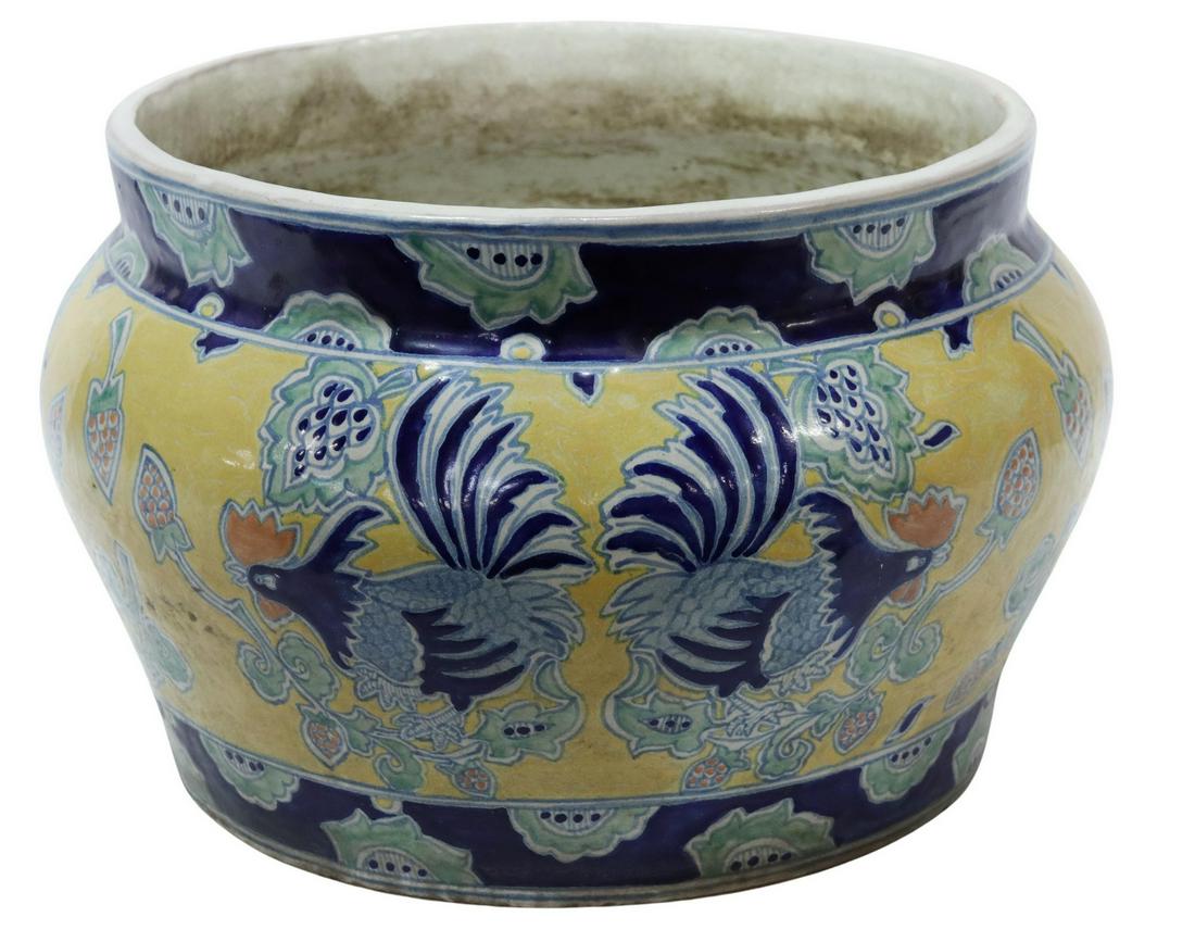 LARGE MEXICO TALAVERA POLYCHROME ROOSTER PLANTER (1 of 4)