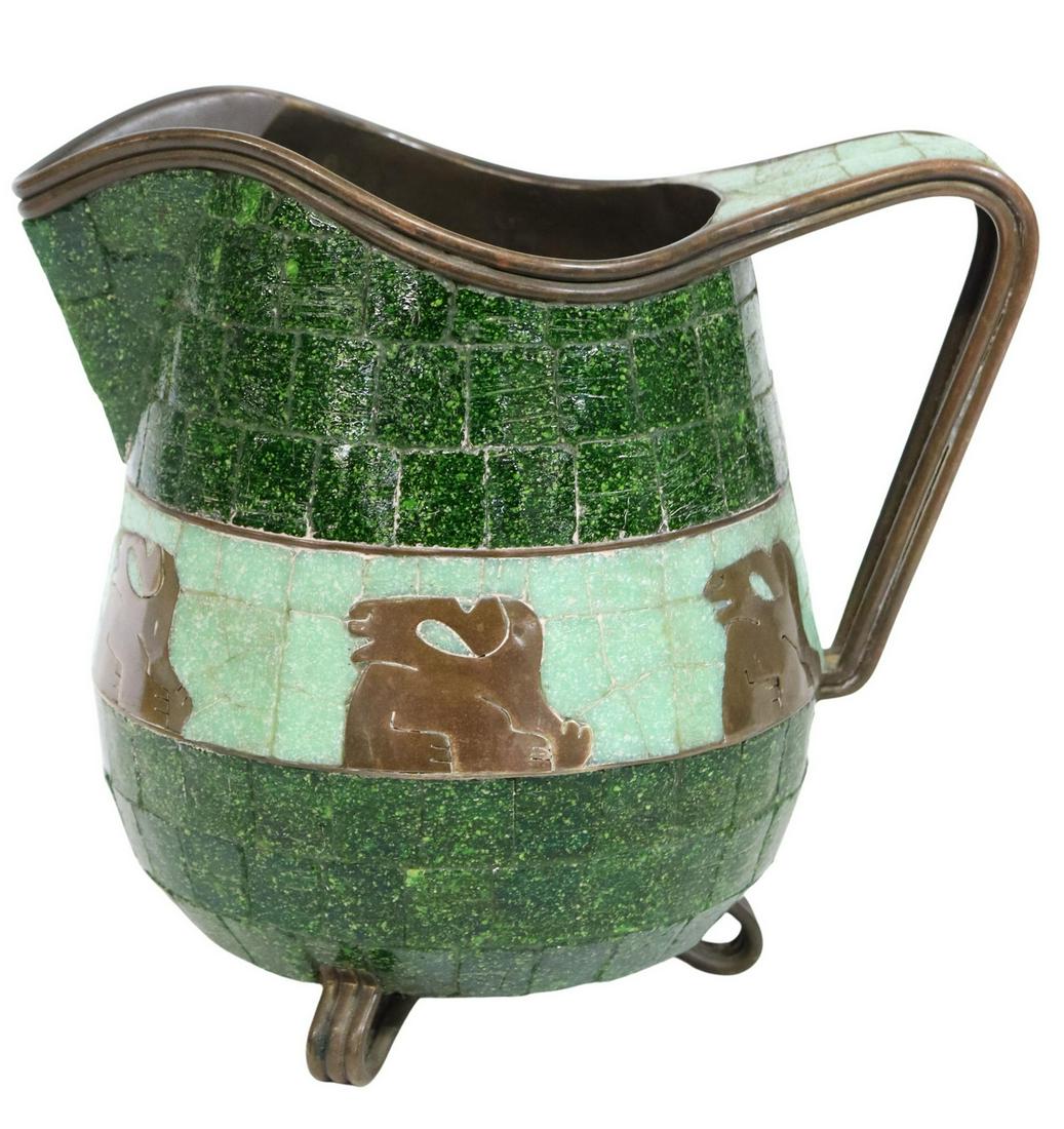 SALVADOR TERAN (1920-1974) BRASS MOSAIC PITCHER (1 of 5)