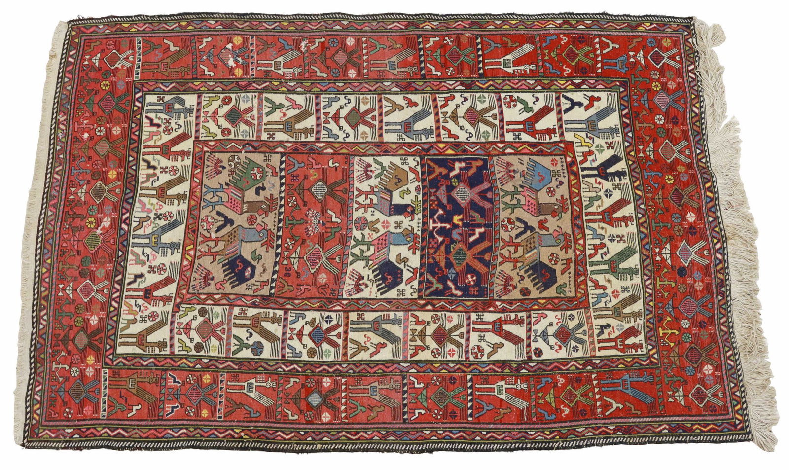 HAND-TIED PERSIAN PICTORIAL RUG, 6'3.5" X 4'4" (1 of 3)