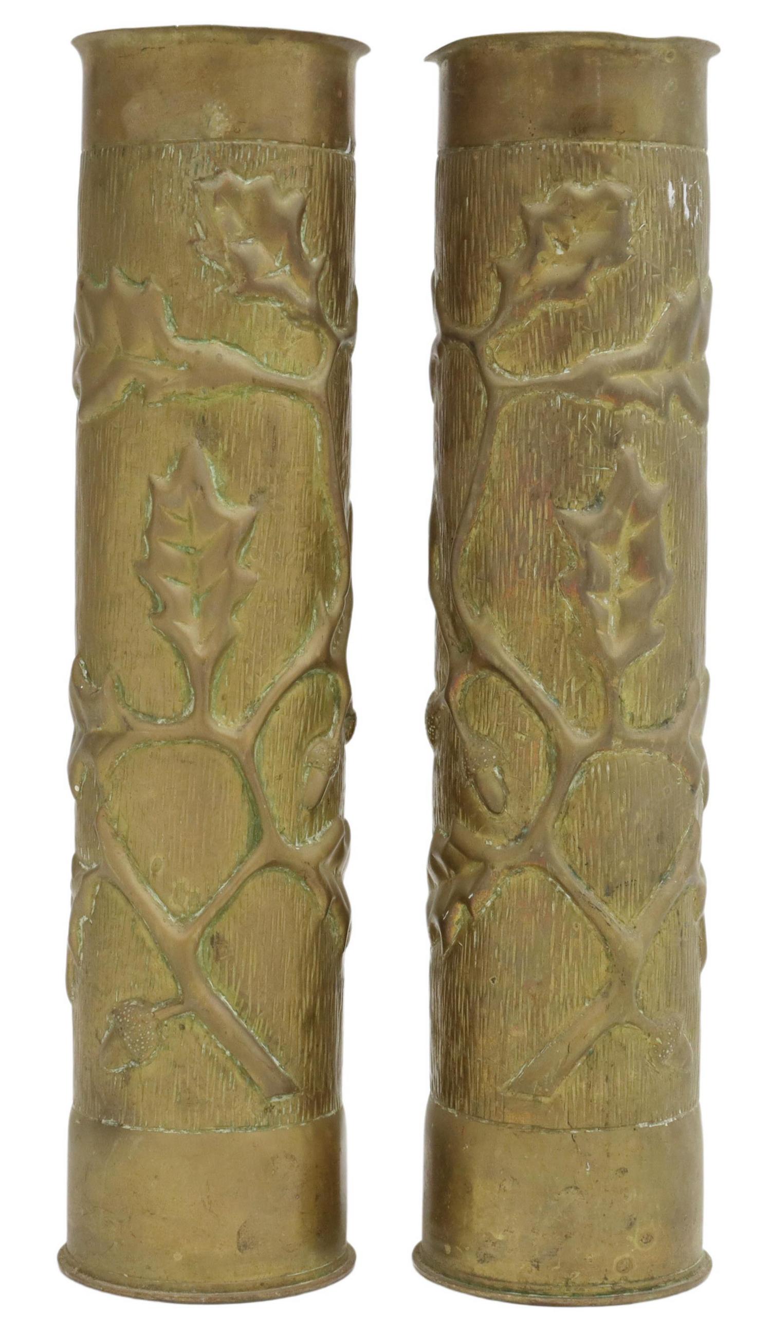(2) WWI-ERA TRENCH ART ARTILLERY SHELL VASES (1 of 3)
