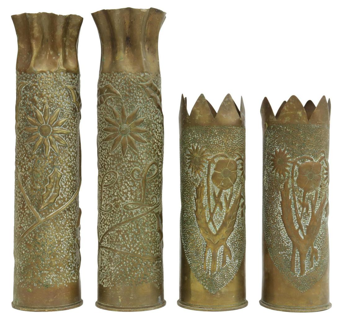 (4) WWI-ERA TRENCH ART ARTILLERY SHELL VASES (1 of 3)