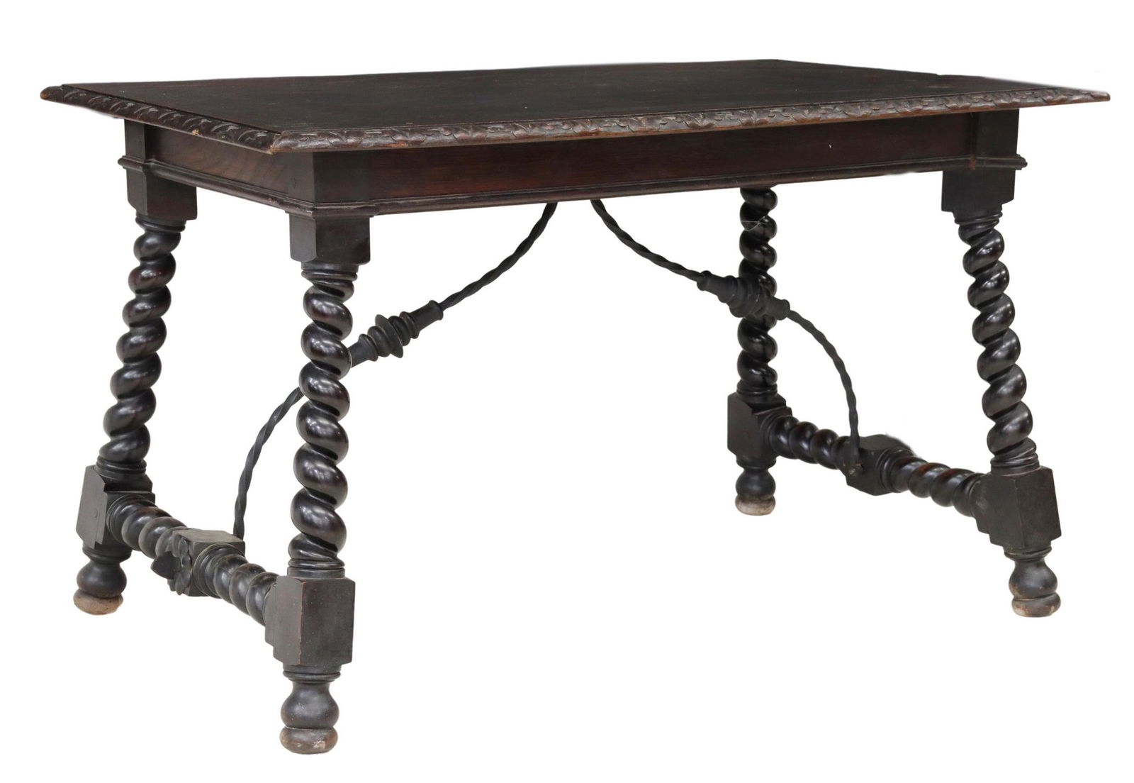 SPANISH BAROQUE STYLE EBONIZED OAK TABLE (1 of 4)