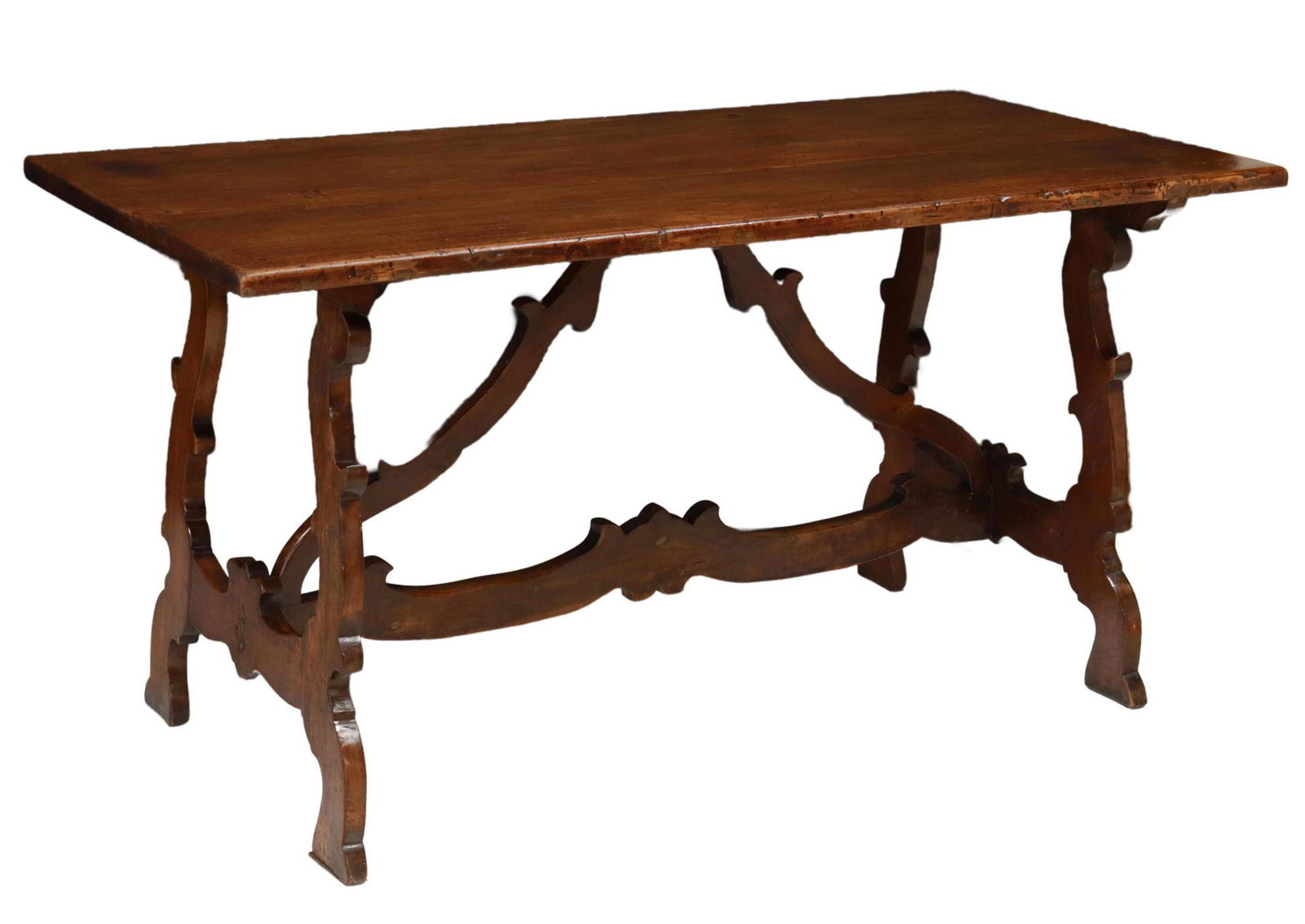 SPANISH BAROQUE STYLE WALNUT TABLE, 59"L (1 of 4)