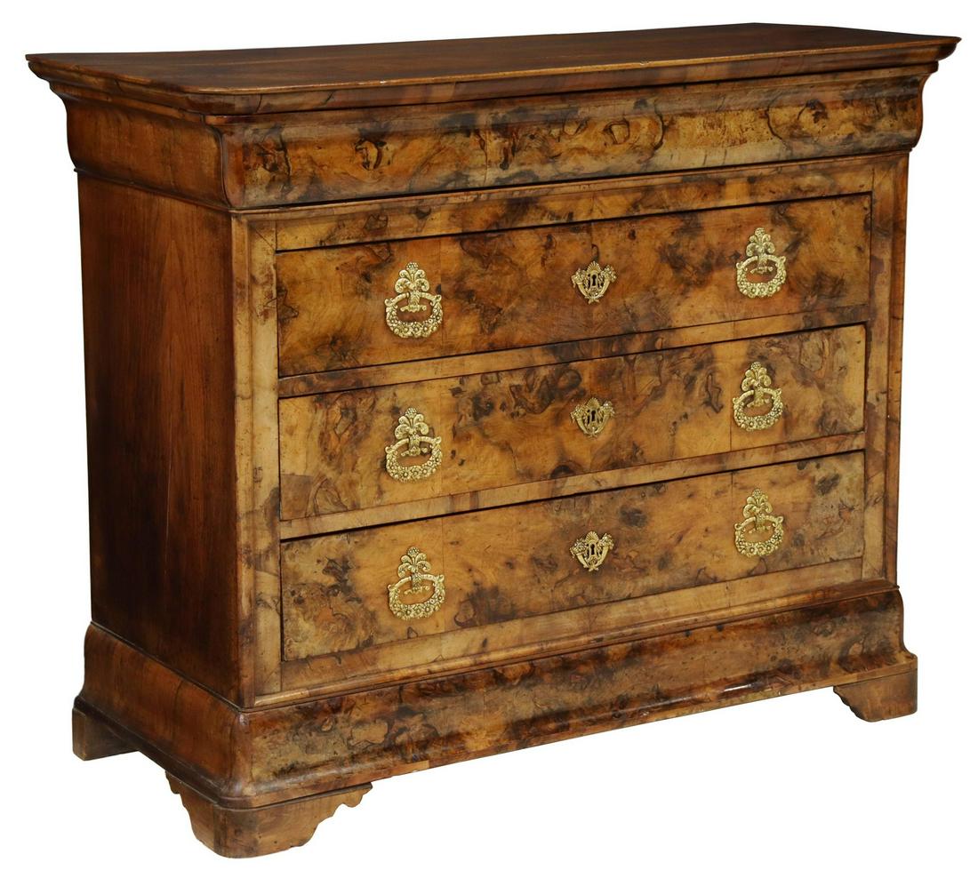 FRENCH CHARLES X PERIOD BURLWOOD COMMODE (1 of 5)