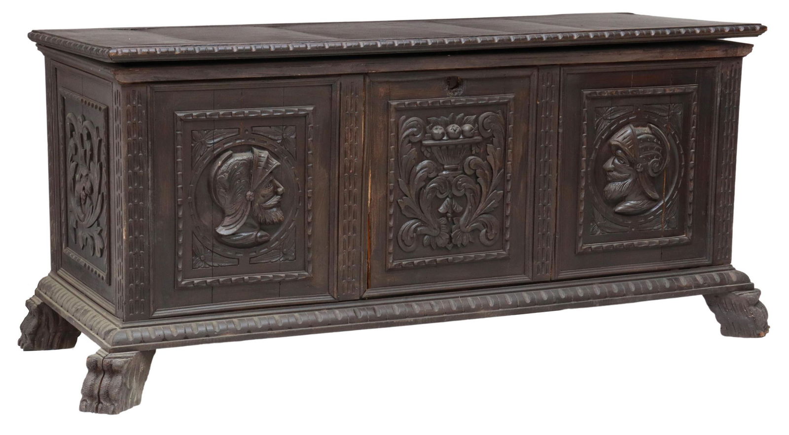 SPANISH RENAISSANCE REVIVAL CARVED COFFER TRUNK (1 of 6)