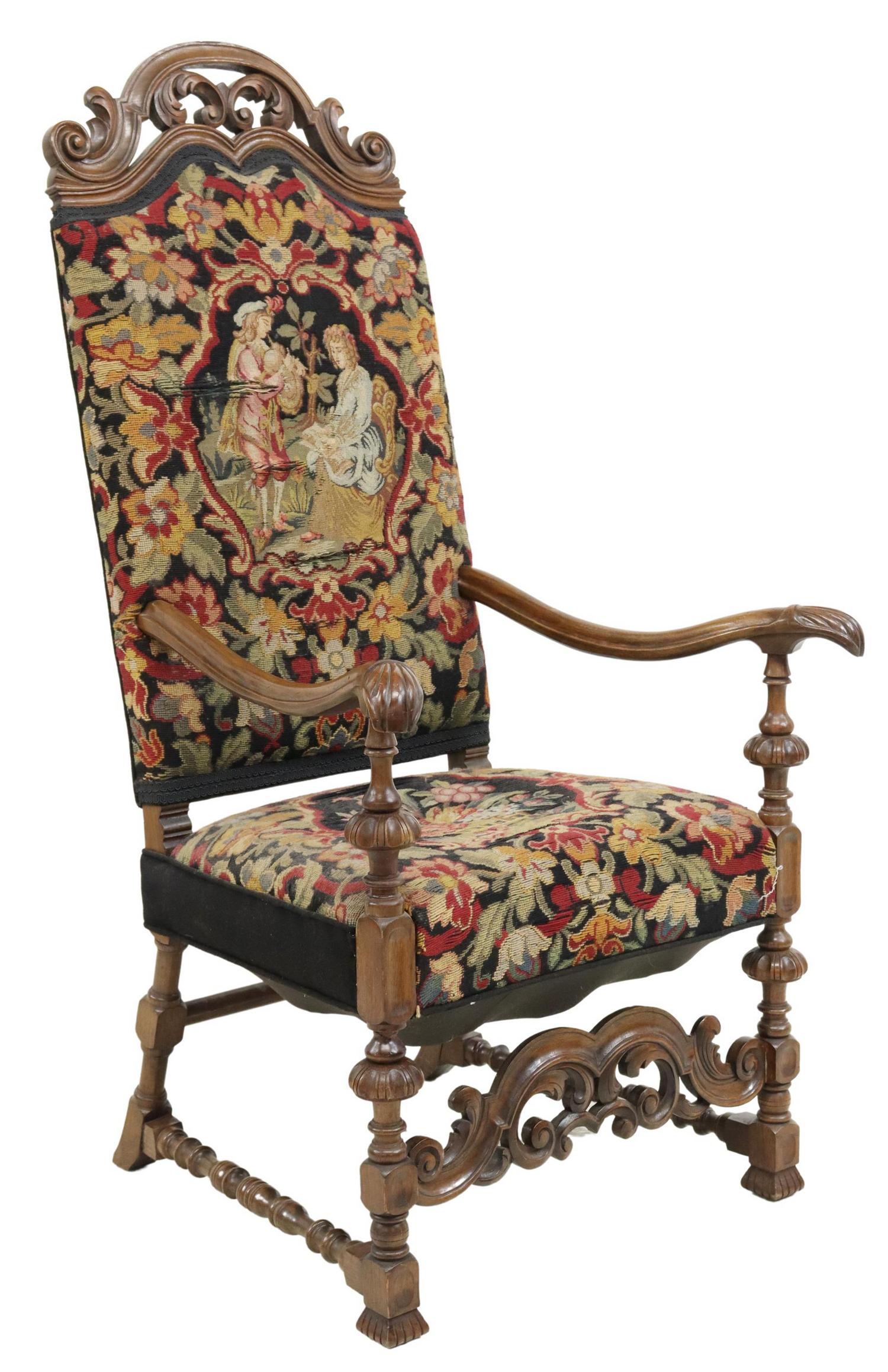 WILLIAM & MARY STYLE NEEDLEPOINT ARMCHAIR (1 of 3)