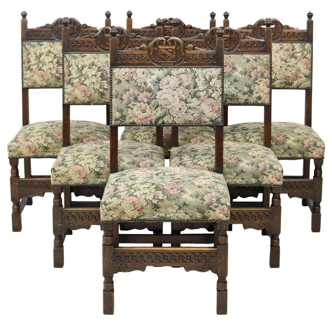 (6) FRENCH RENAISSANCE REVIVAL OAK DINING CHAIRS (1 of 3)