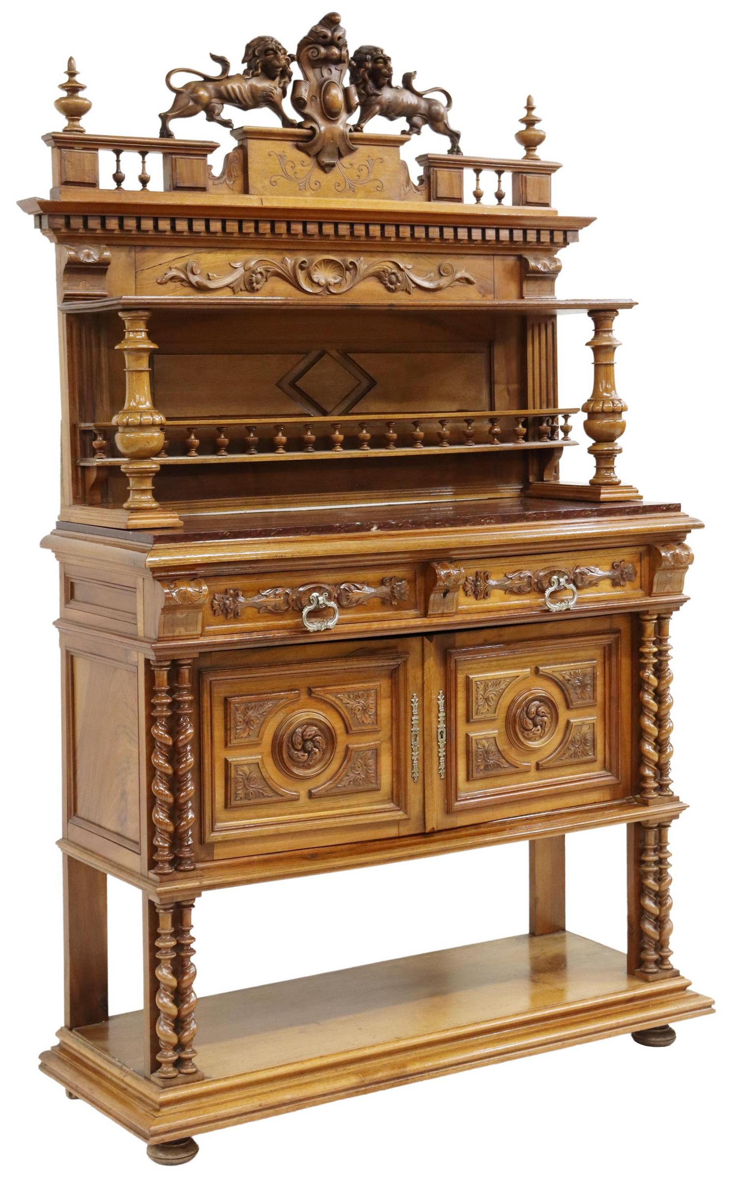 FRENCH RENAISSANCE REVIVAL CARVED WALNUT SERVER (1 of 6)