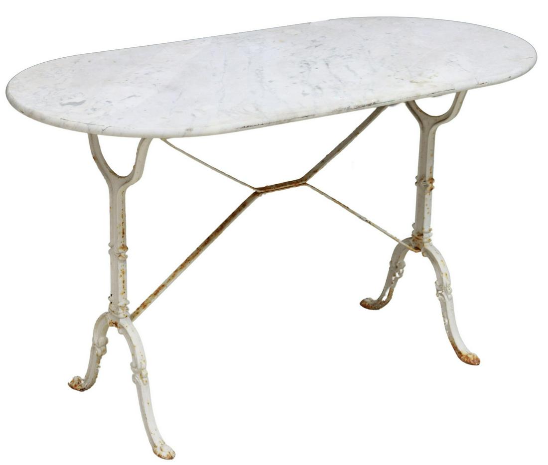 FRENCH MARBLE-TOP CAST IRON BISTRO TABLE (1 of 4)