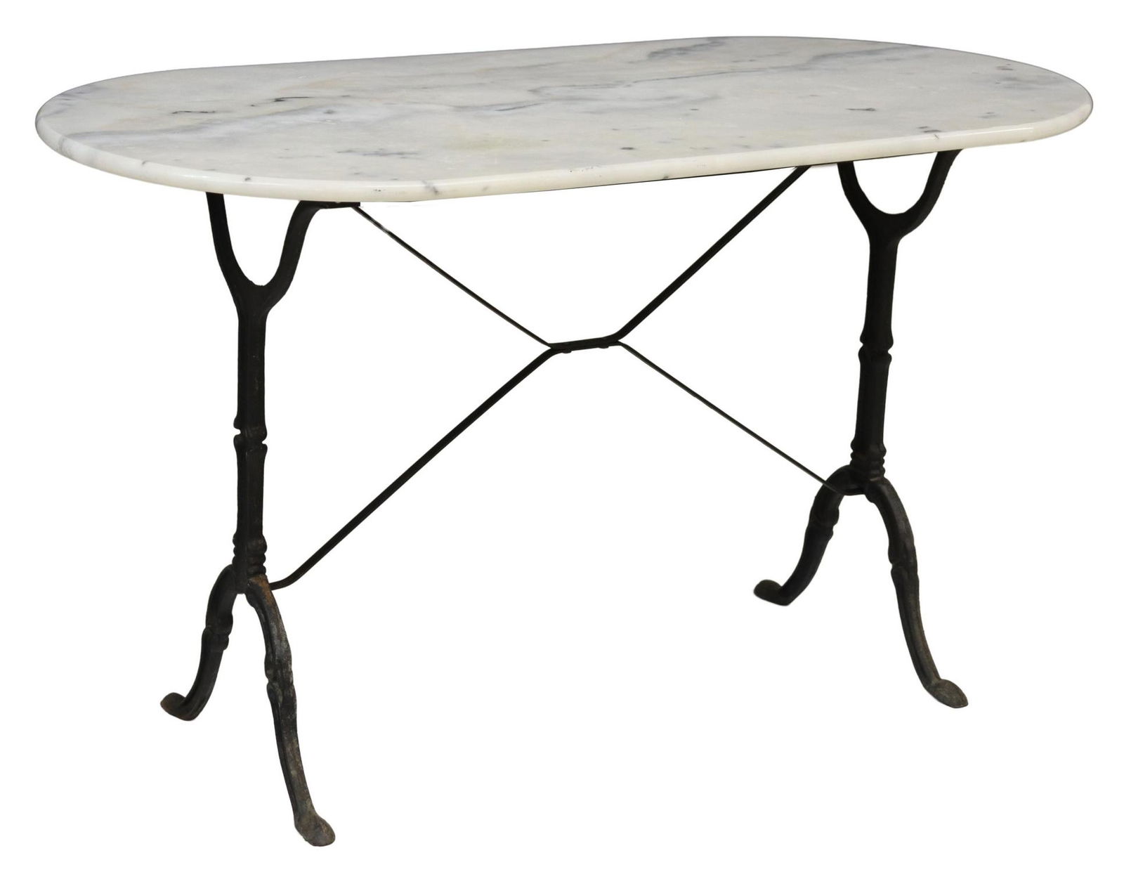 FRENCH MARBLE-TOP CAST IRON BISTRO TABLE (1 of 4)