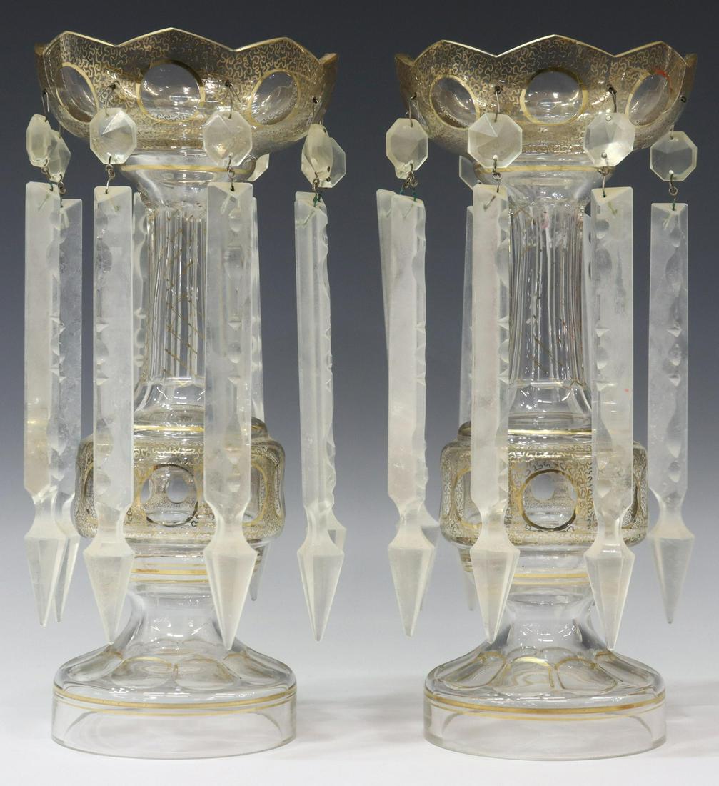 2) BOHEMIAN PARCEL GILT CLEAR GLASS MANTEL LUSTERS (1 of 4)
