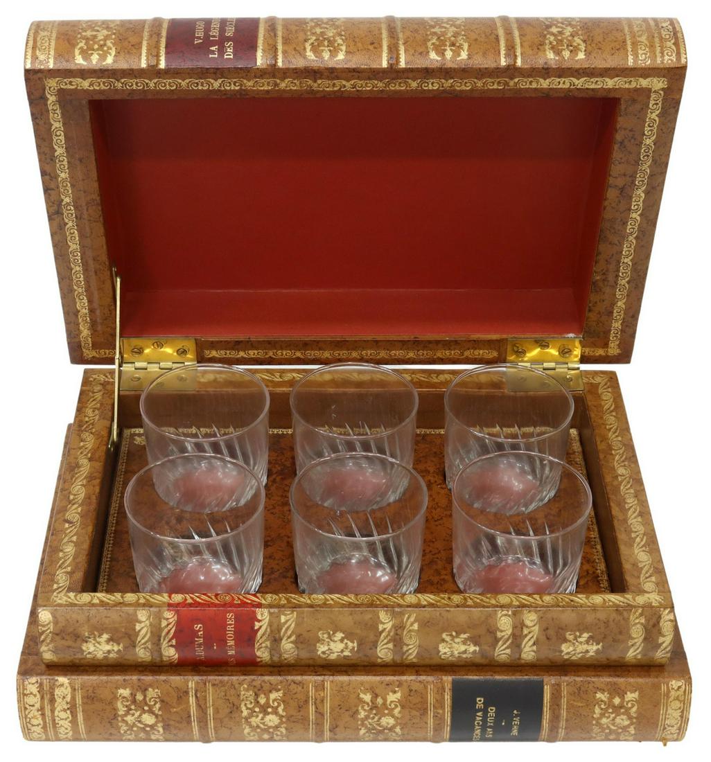 DECORATIVE FAUX BOOK BOX & GLASS OLD FASHIONED (1 of 4)