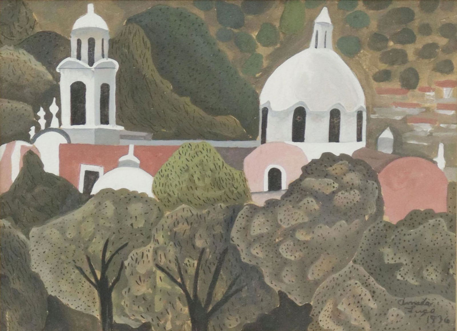 AMADOR LUGO (1921-2002) GOUACHE PAINTING (1 of 4)