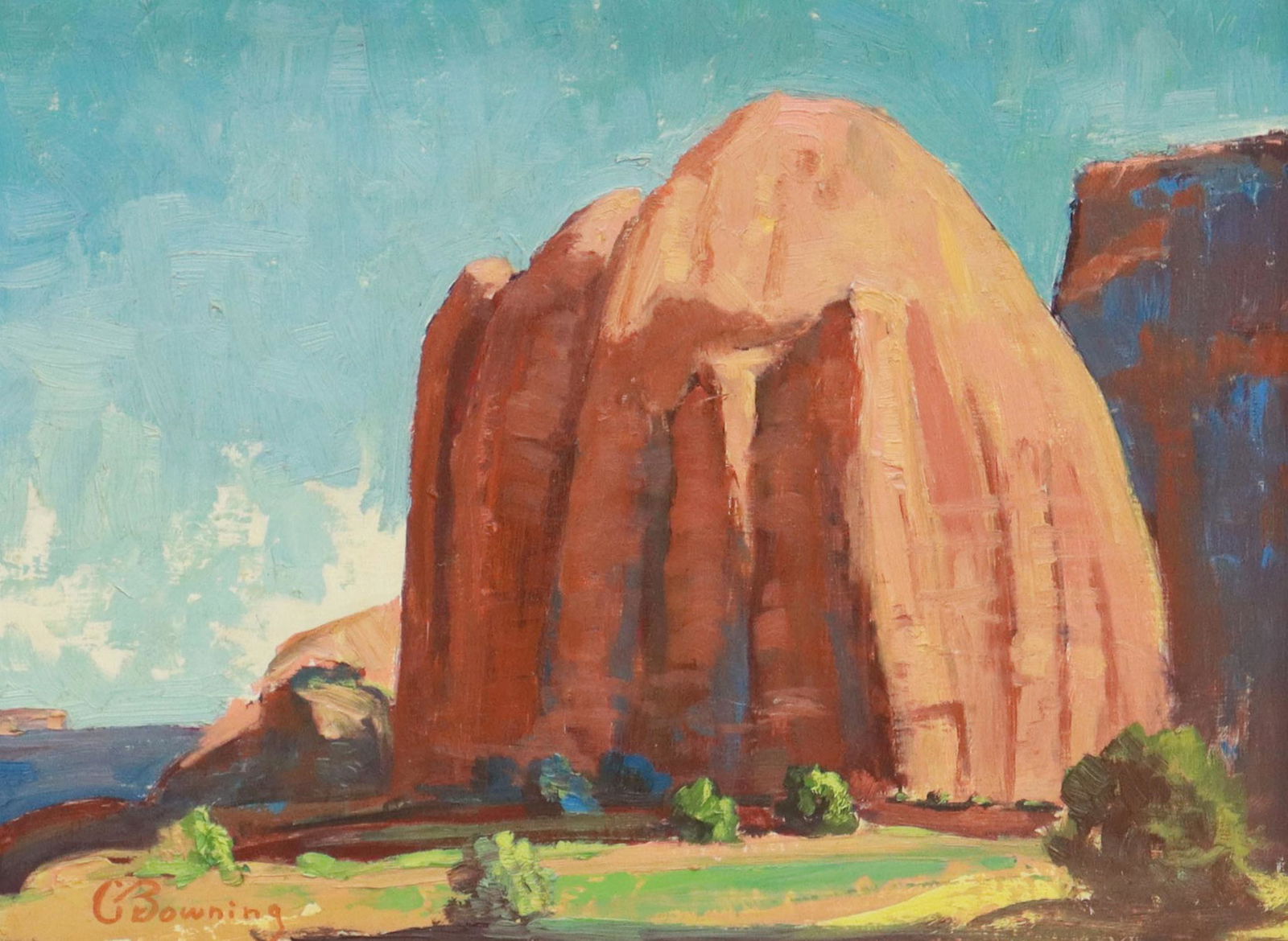 C. BOWNING WESTERN LANDSCAPE PAINTING (1 of 4)