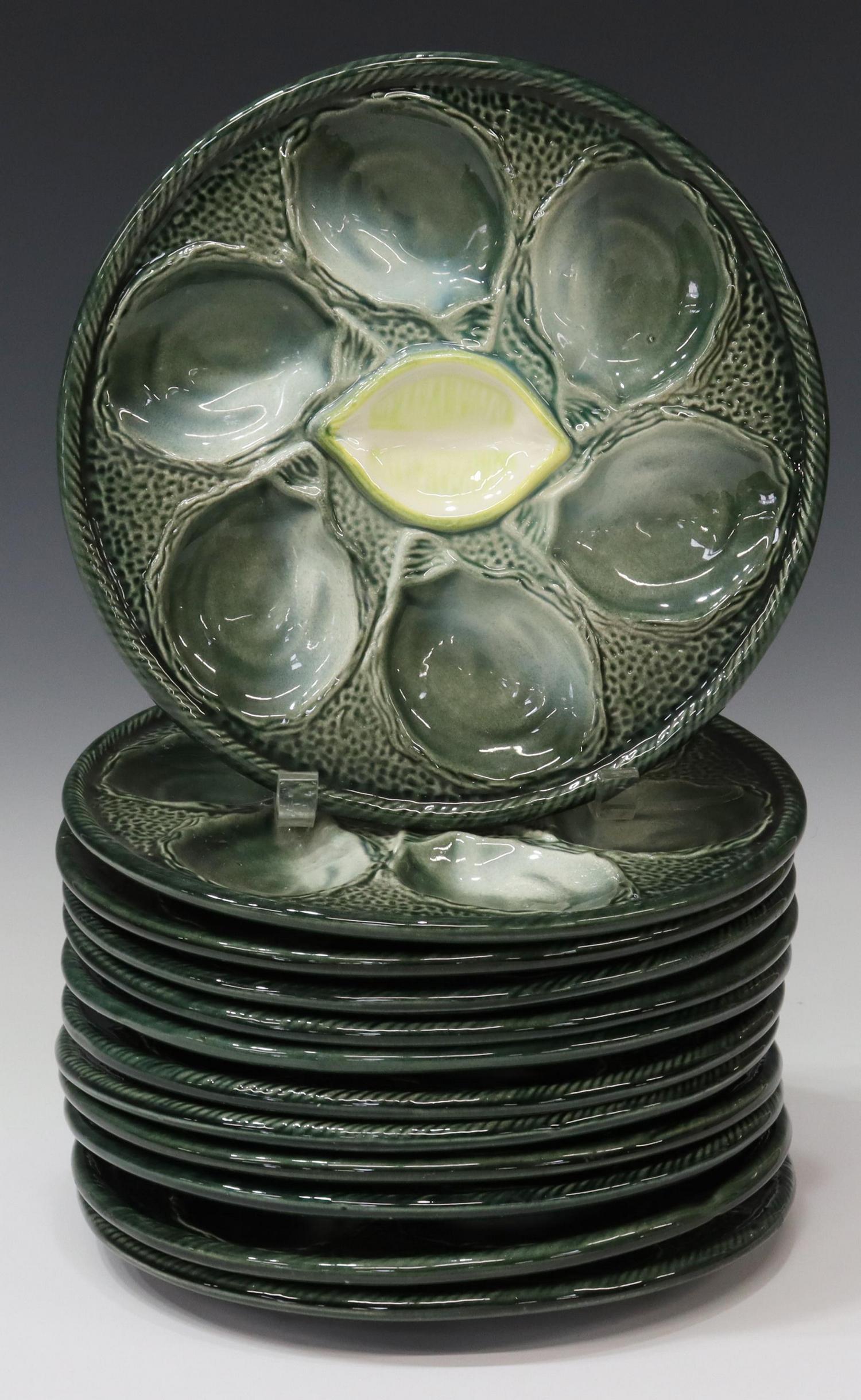(12) FRENCH ST. CLEMENT FAIENCE OYSTER PLATES (1 of 2)