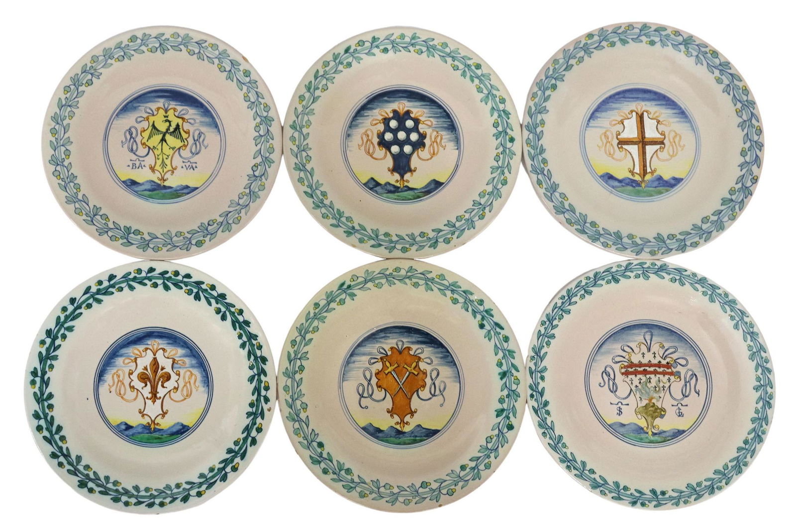 (6) ITALIAN CANTAGALLI MAJOLICA HERALDIC PLATES (1 of 4)