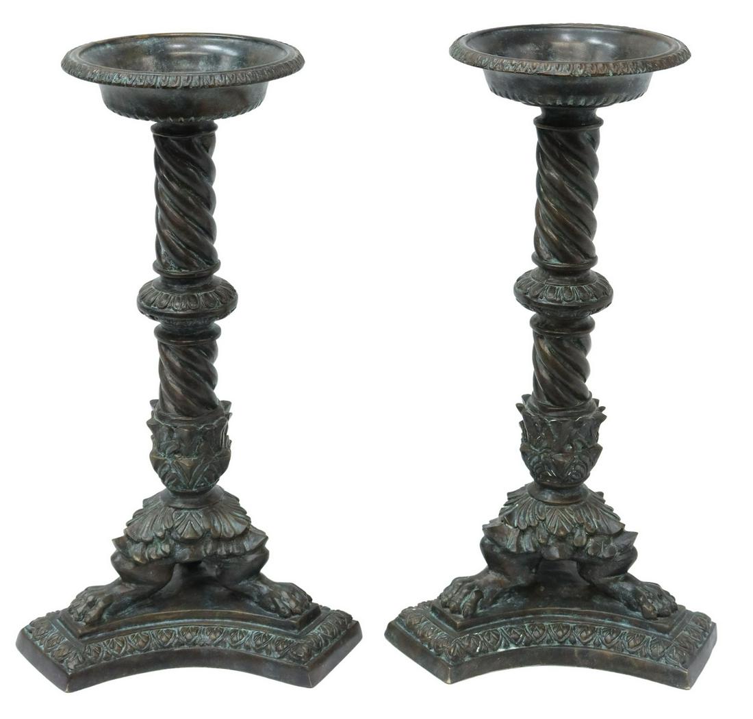(2) MAITLAND-SMITH VERDIGRIS BRONZE CANDLESTICKS (1 of 4)