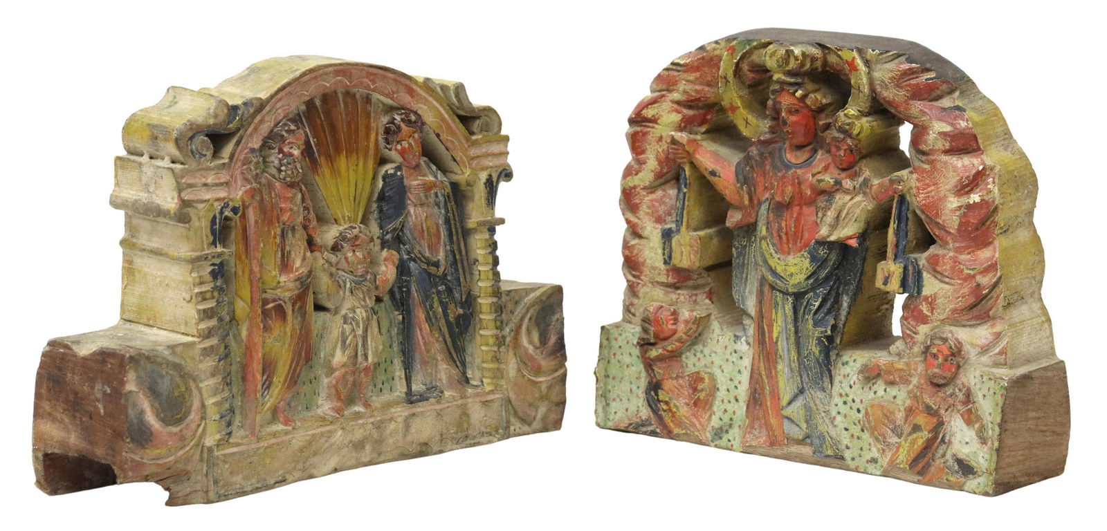 (2) CARVED & POLYCHROMED HOLY FAMILY & VIRGIN MARY (1 of 4)