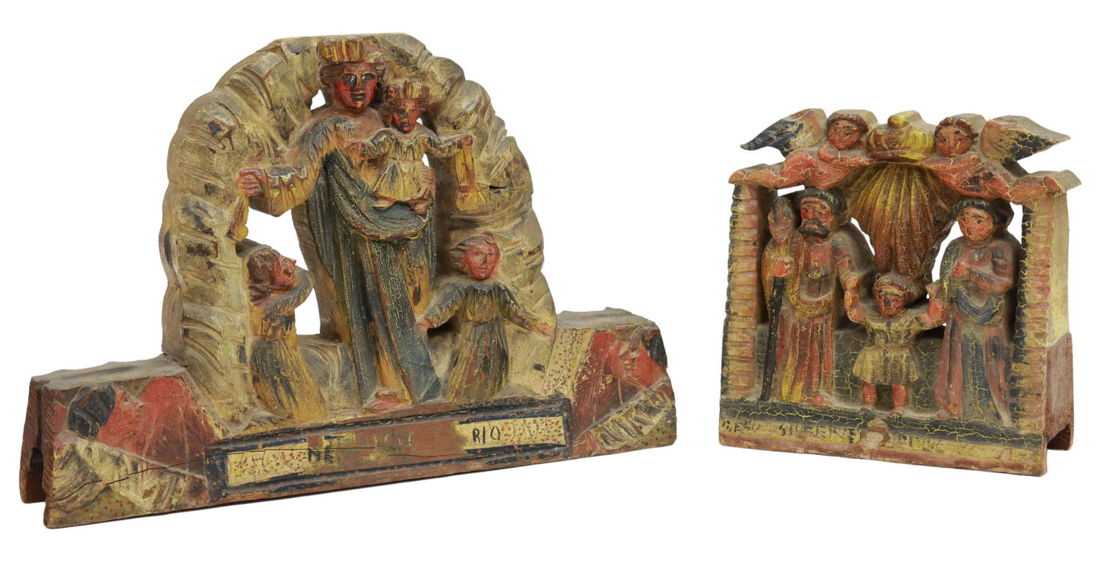 (2) CARVED & POLYCHROMED HOLY FAMILY & VIRGIN MARY (1 of 3)