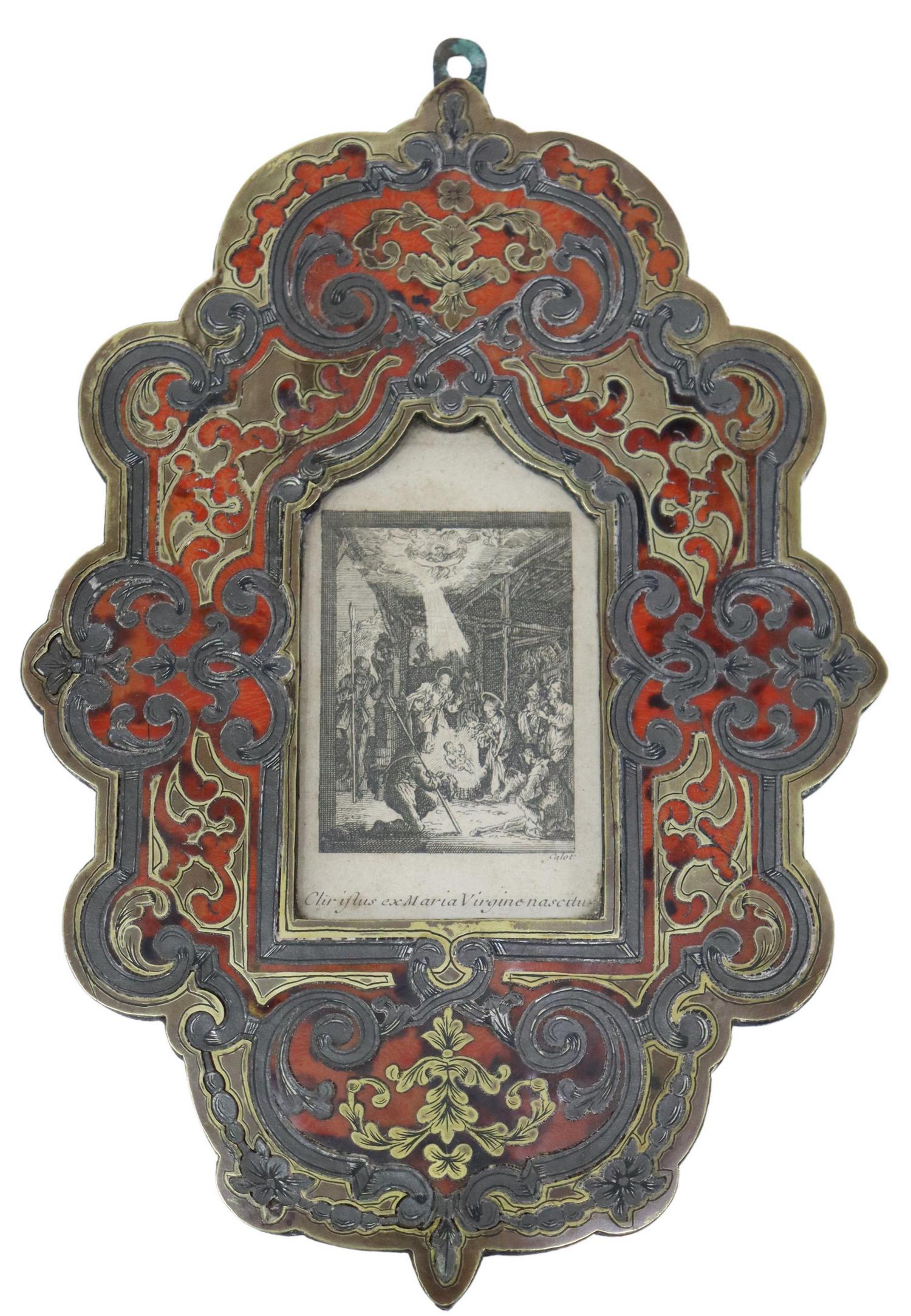 FRENCH BOULLE WORK FRAME & RELIGIOUS ETCHING (1 of 3)