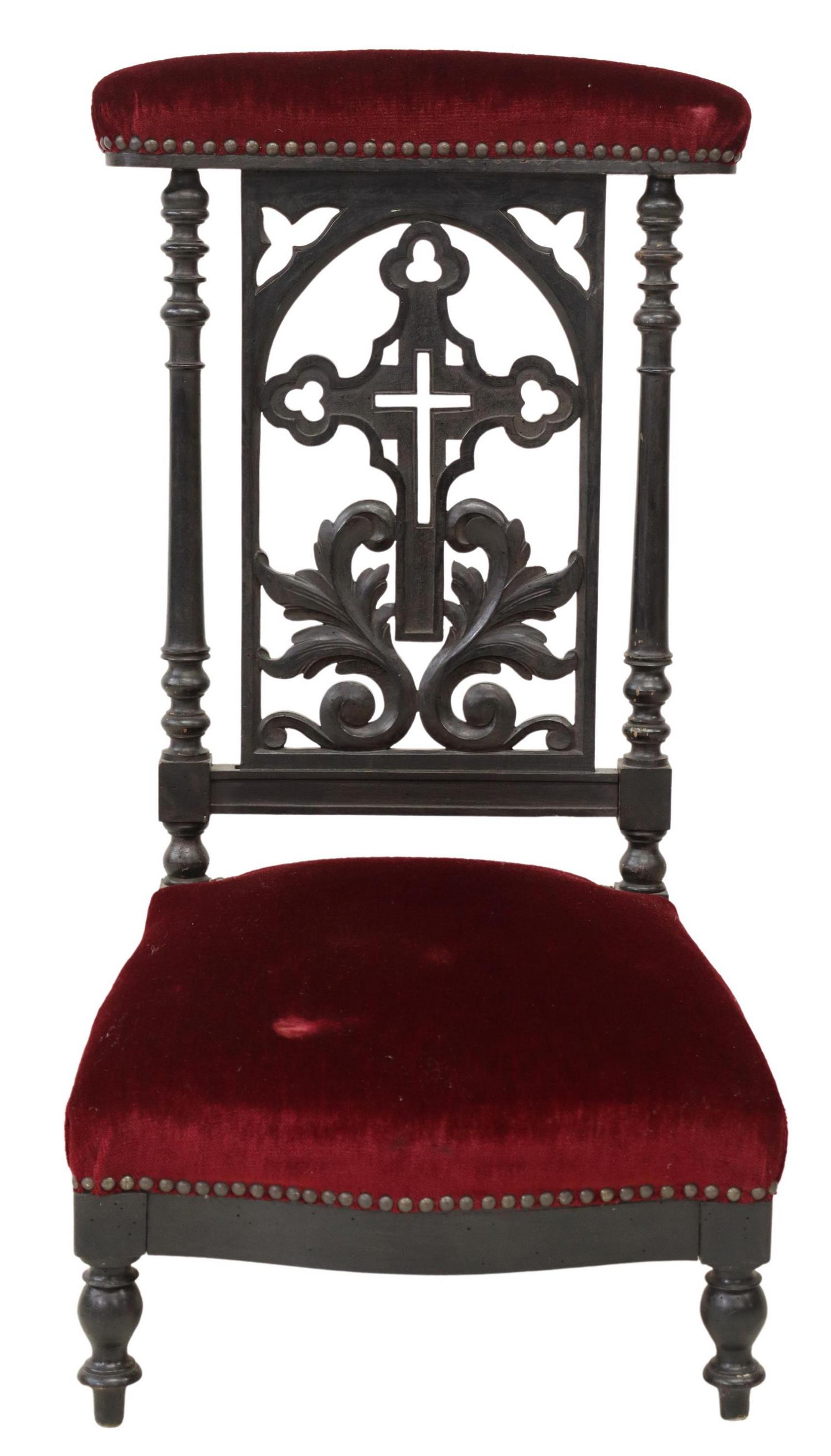 FRENCH NAPOLEON III PERIOD PRIE-DIEU PRAYER CHAIR (1 of 3)