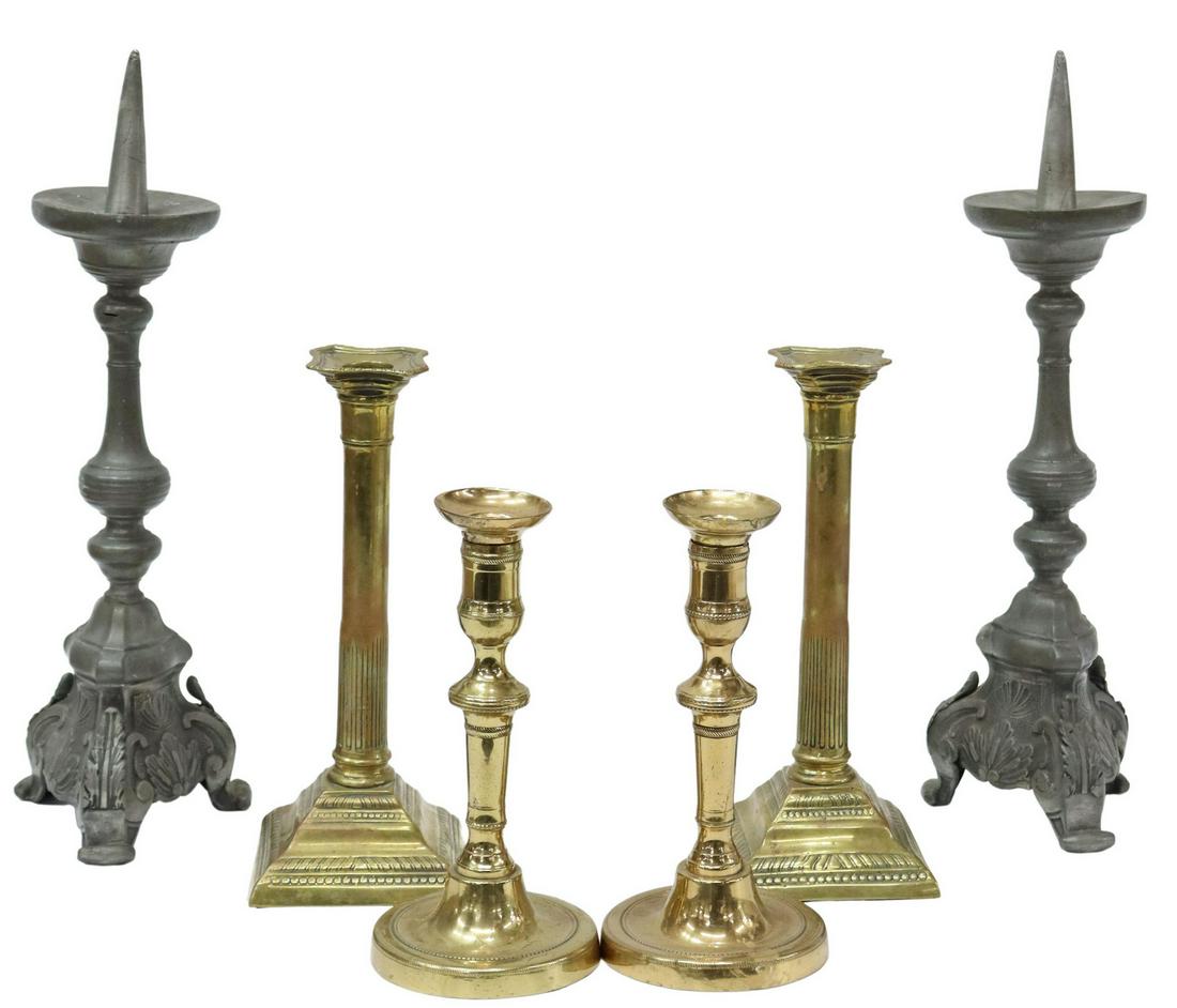 (6) BRASS & PEWTER CANDLESTICKS/ PRICKETS (1 of 3)