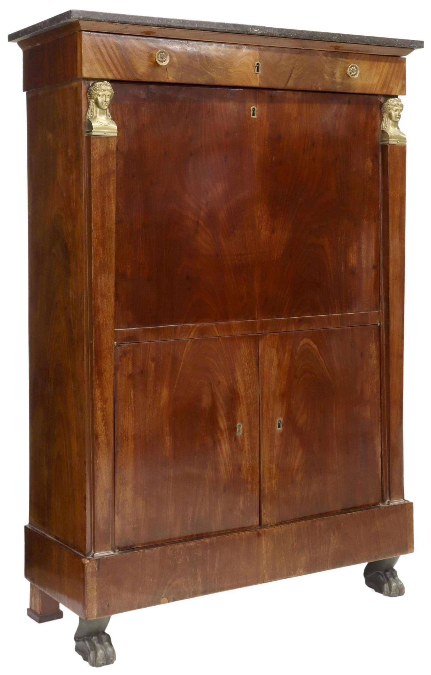 FRENCH EMPIRE STYLE MAHOGANY SECRETAIRE A ABATTANT (1 of 6)