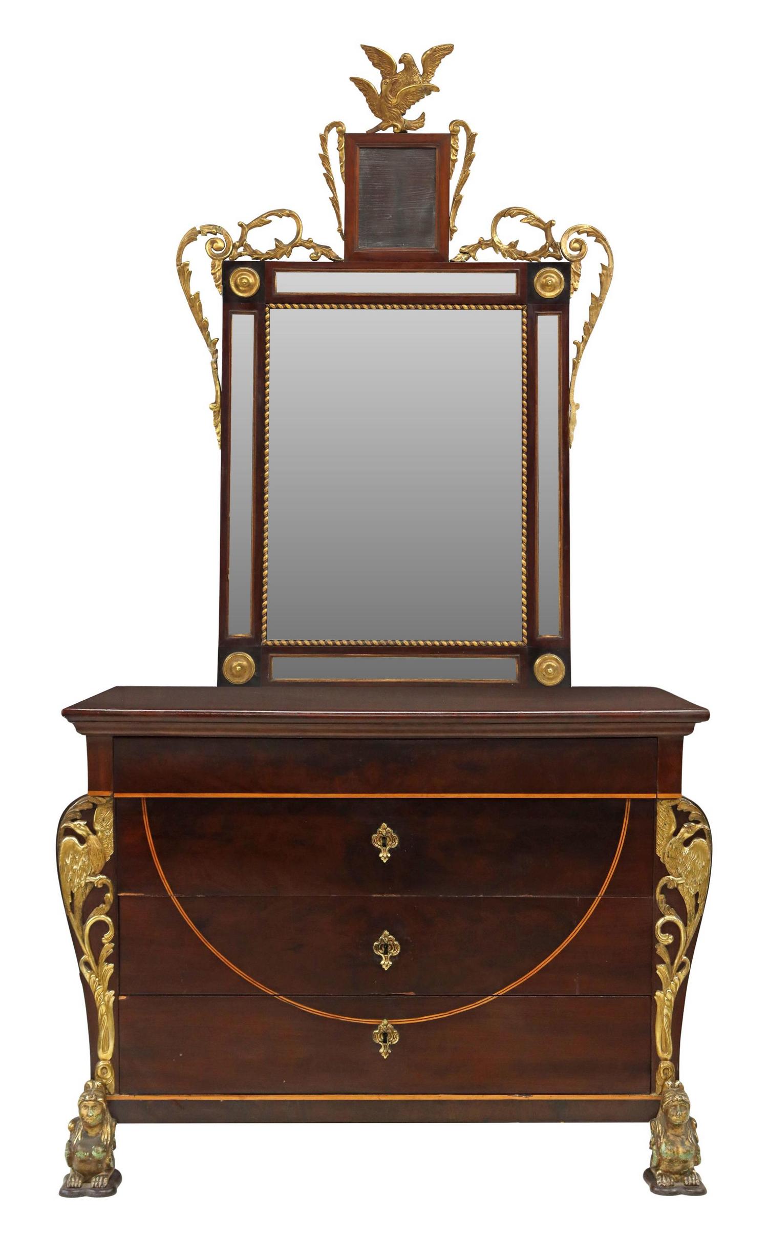 SPANISH FERNANDINO STYLE MAHOGANY CHEST & MIRROR (1 of 8)