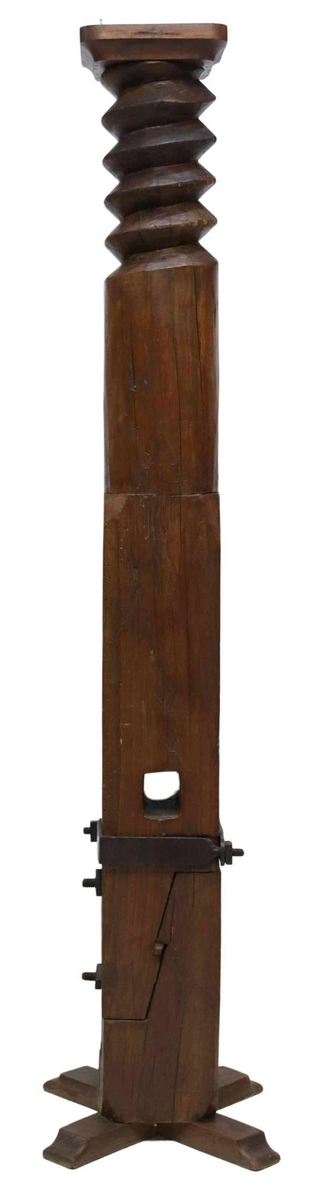 FRENCH GRAPE PRESS SCREW PEDESTAL STAND, 74.5"H (1 of 3)