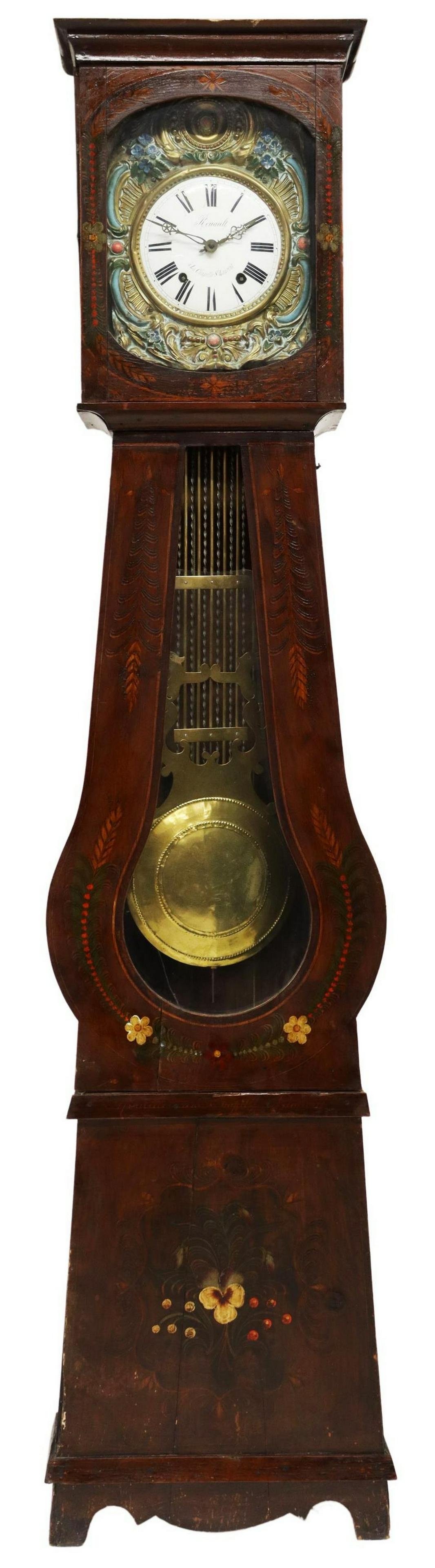 FRENCH MORBIER PAINT DECORATED LONGCASE CLOCK (1 of 9)