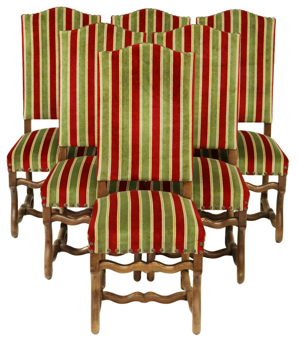 (6) FRENCH LOUIS XIV STYLE WALNUT DINING CHAIRS (1 of 3)