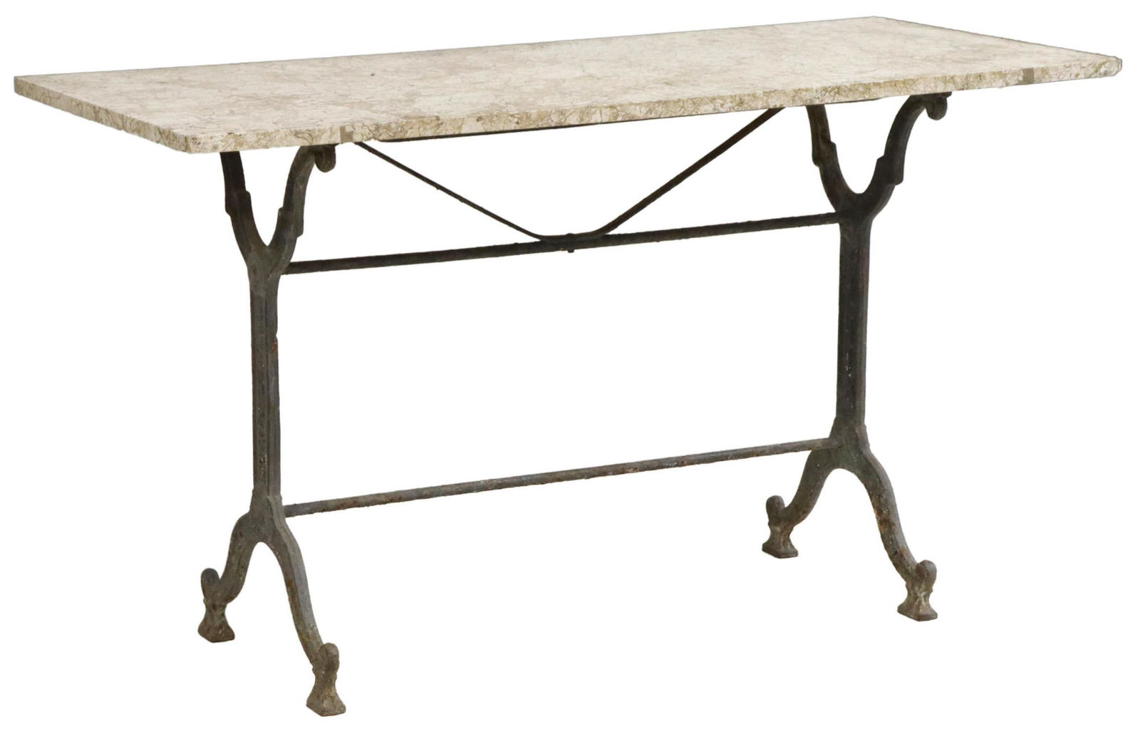 FRENCH MARBLE-TOP CAST IRON BISTRO TABLE (1 of 4)