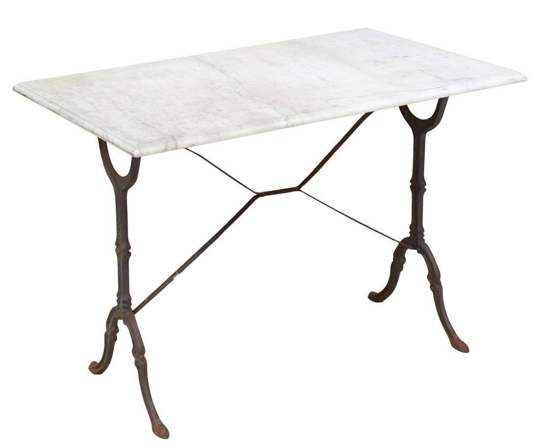 FRENCH MARBLE-TOP CAST IRON BISTRO TABLE (1 of 3)