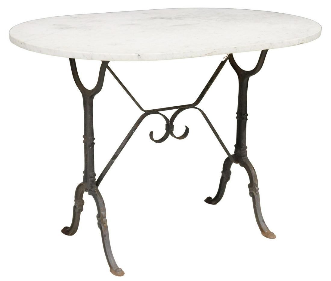 FRENCH MARBLE-TOP CAST IRON BISTRO TABLE (1 of 4)