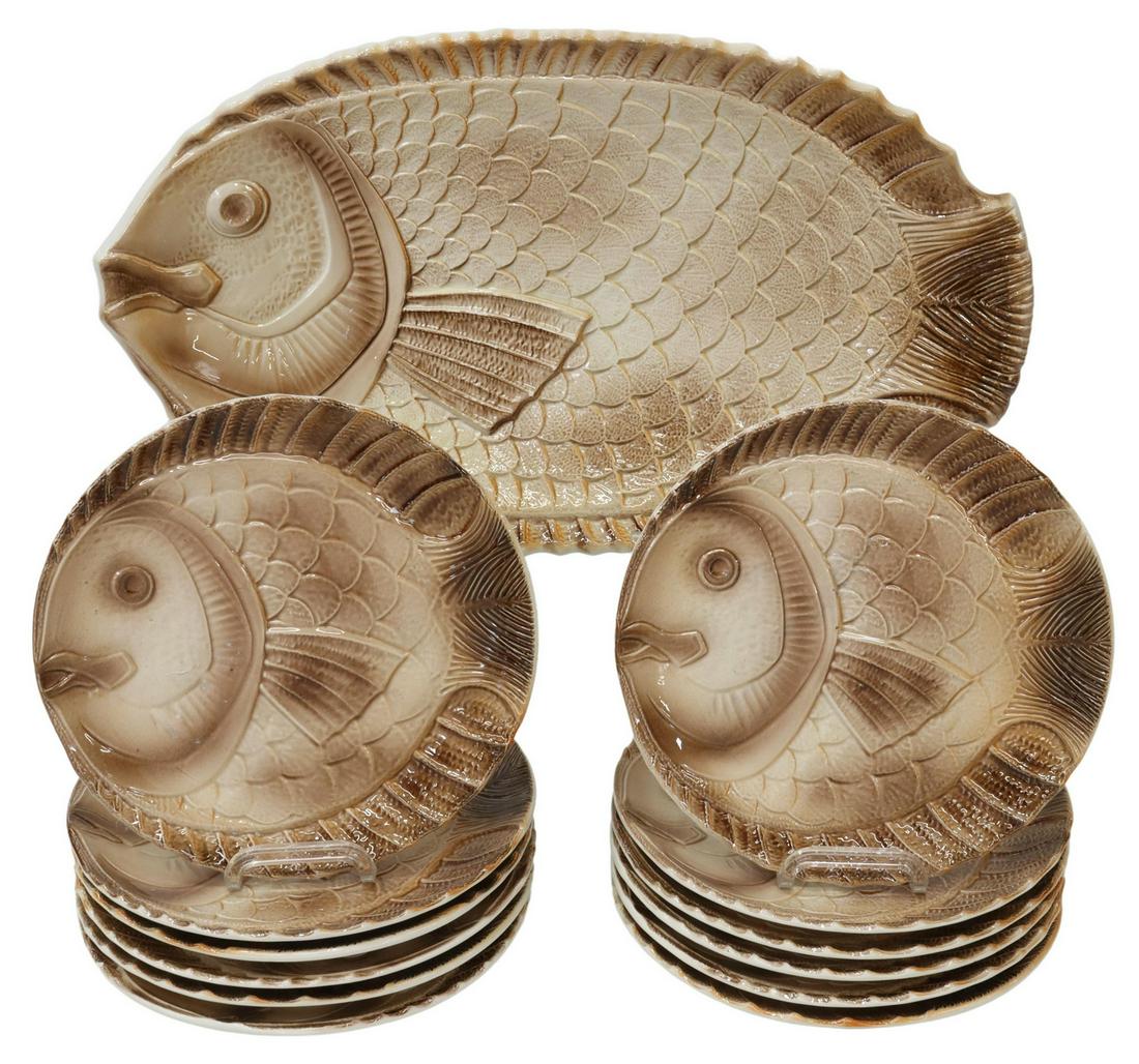(13) FRENCH SARREGUEMINES FAIENCE FISH SERVICE (1 of 4)