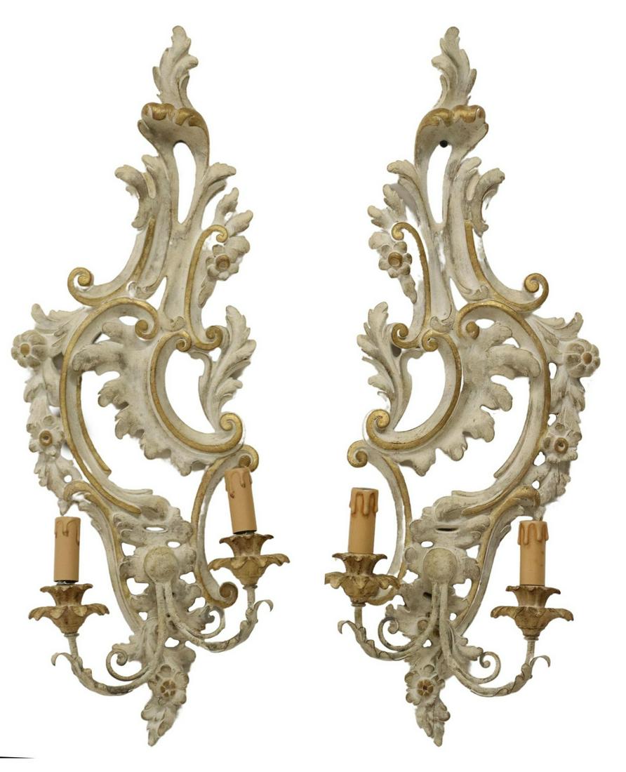 2) LOUIS XV STYLE PARCEL GILT 2-LIGHT WALL SCONCES (1 of 1)