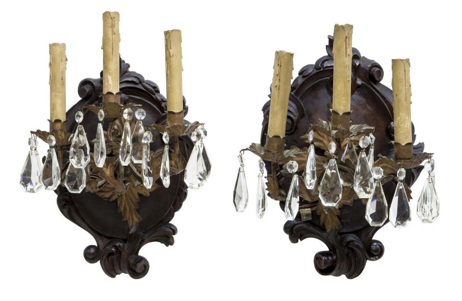 (2) LOUIS XV STYLE GILT METAL 3-LIGHT WALL SCONCES (1 of 3)