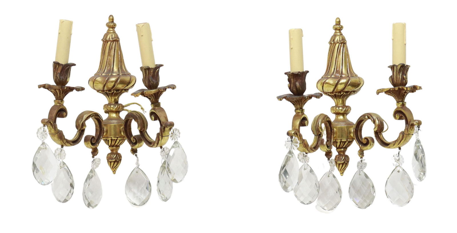 (2) FRENCH LOUIS XV STYLE GILT METAL 2-LT SCONCES (1 of 2)