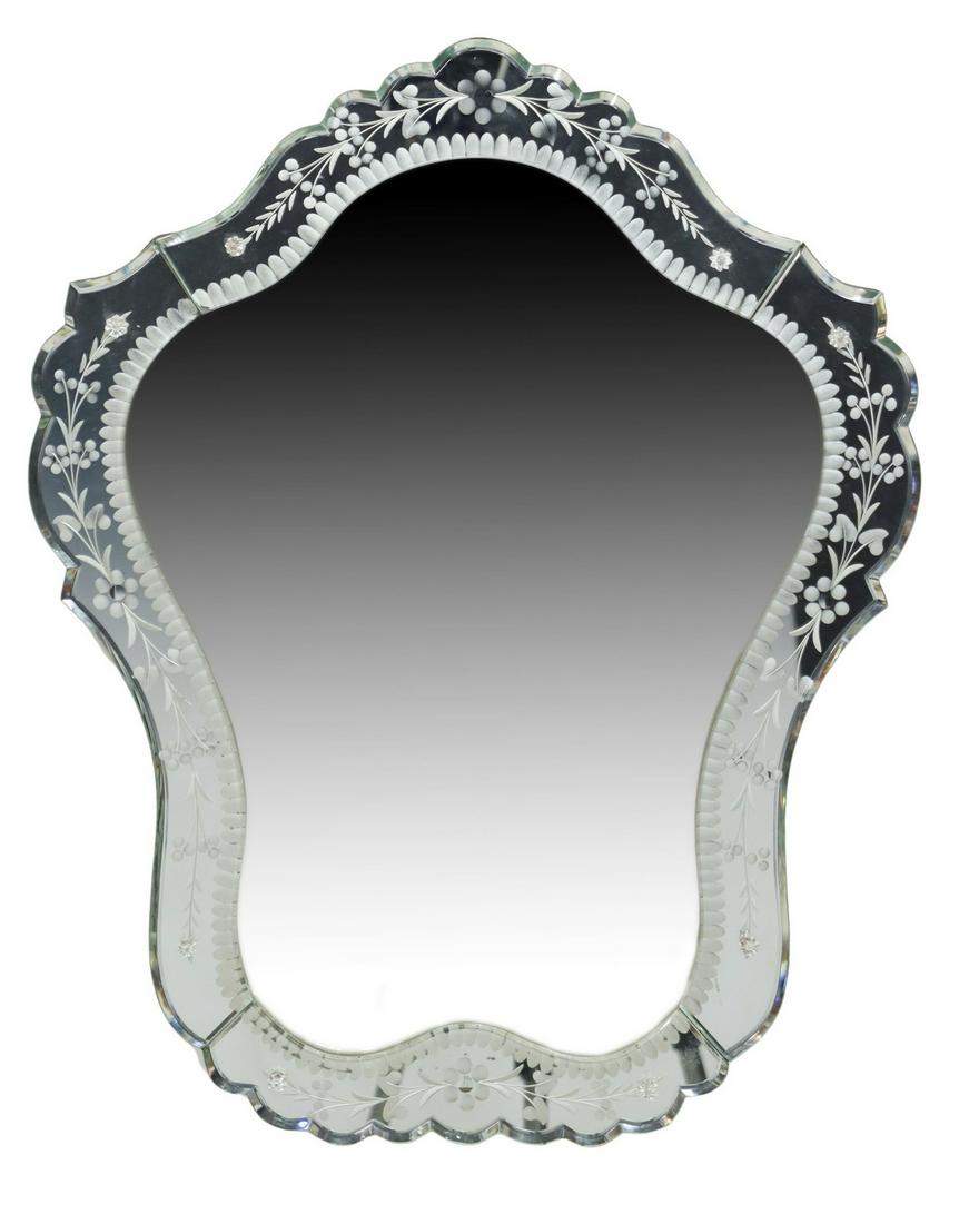 VENETIAN ETCHED GLASS WALL MIRROR (1 of 3)