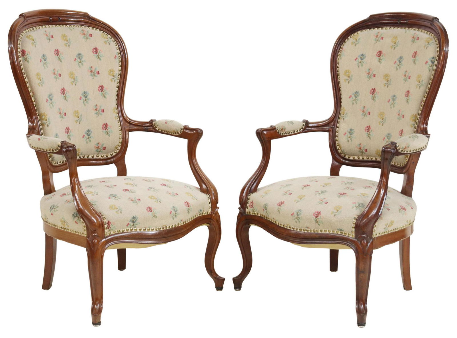 (2) FRENCH LOUIS PHILIPPE PERIOD WALNUT FAUTEUILS (1 of 3)
