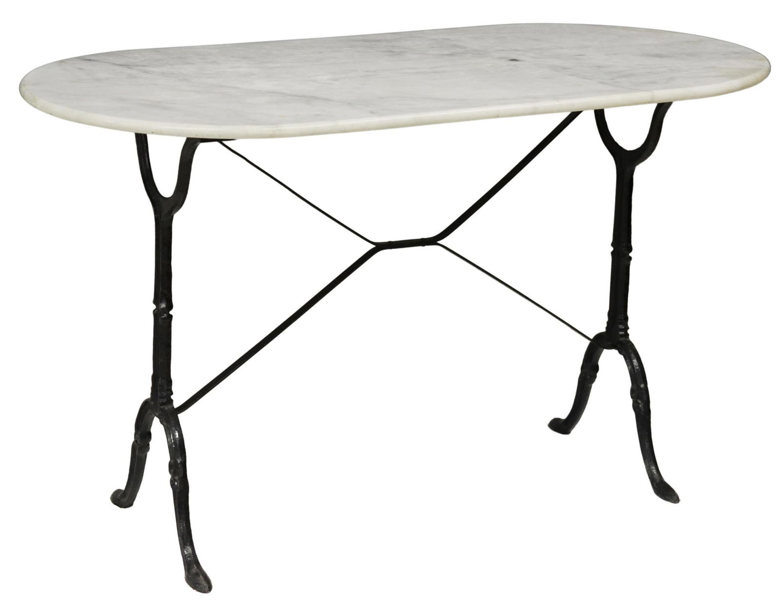 FRENCH MARBLE-TOP CAST IRON BISTRO TABLE (1 of 4)