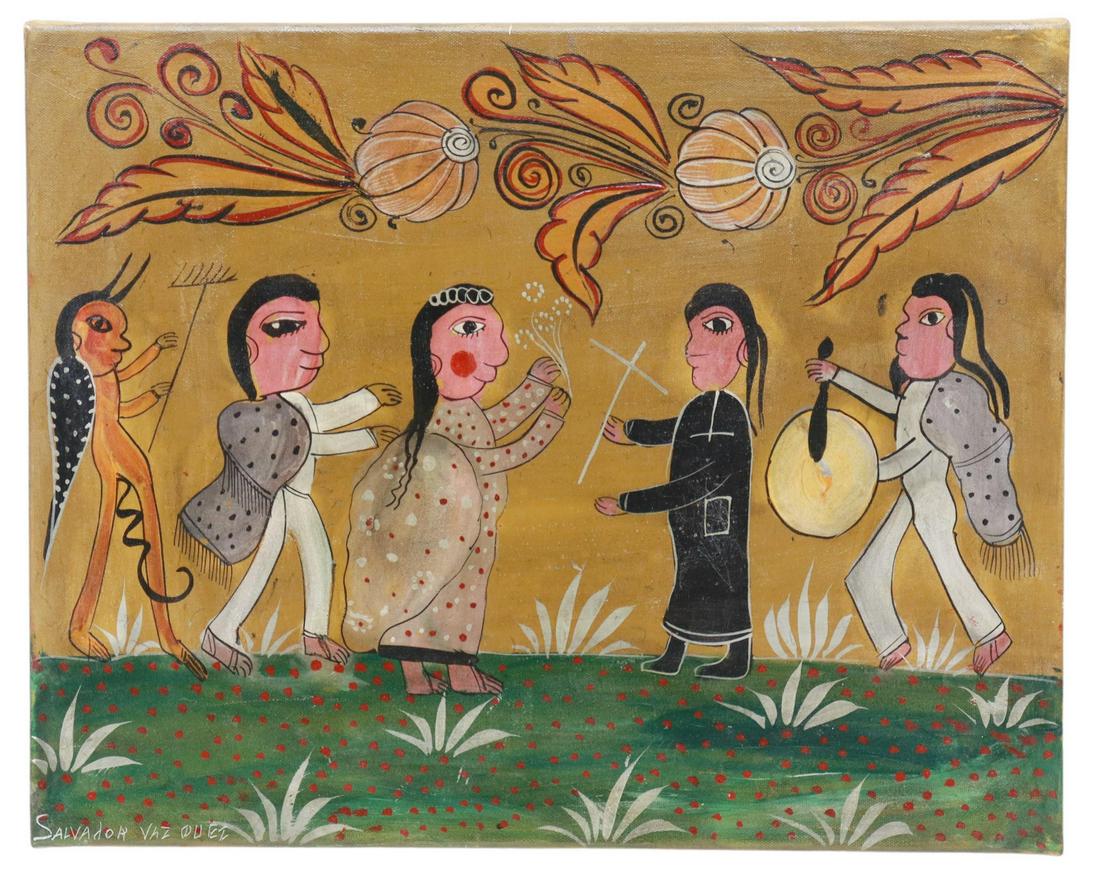 SALVADOR VAZQUEZ (B.1933) TONALA MEXICO PAINTING (1 of 3)