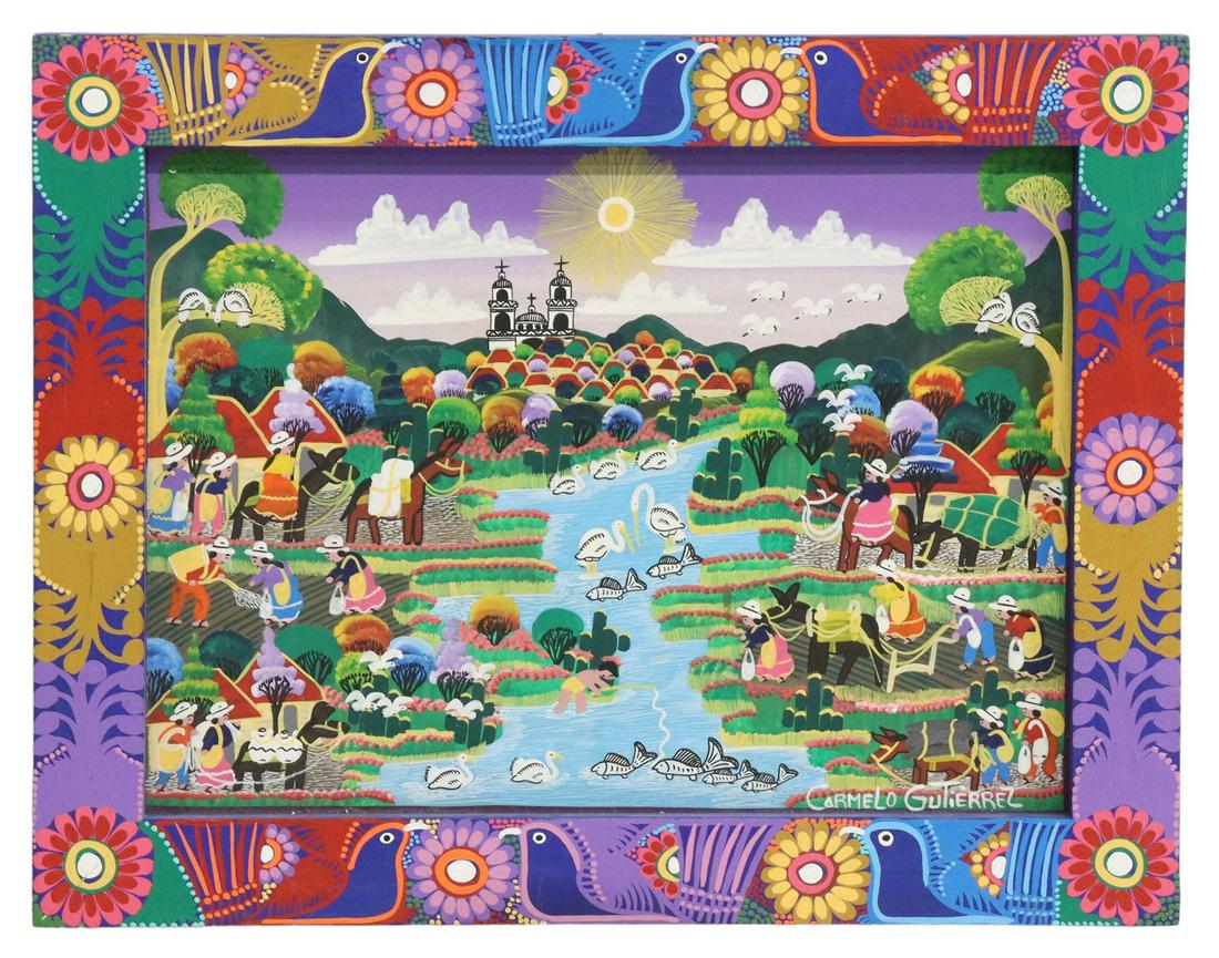 CARMELO GUTIERREZ VIBRANT FOLK ART PAINTING (1 of 4)