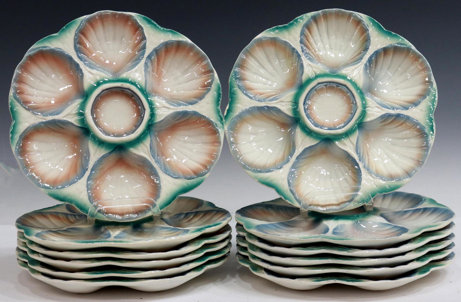 (12) DIGOIN SARREGUEMINES FAIENCE OYSTER PLATES (1 of 3)