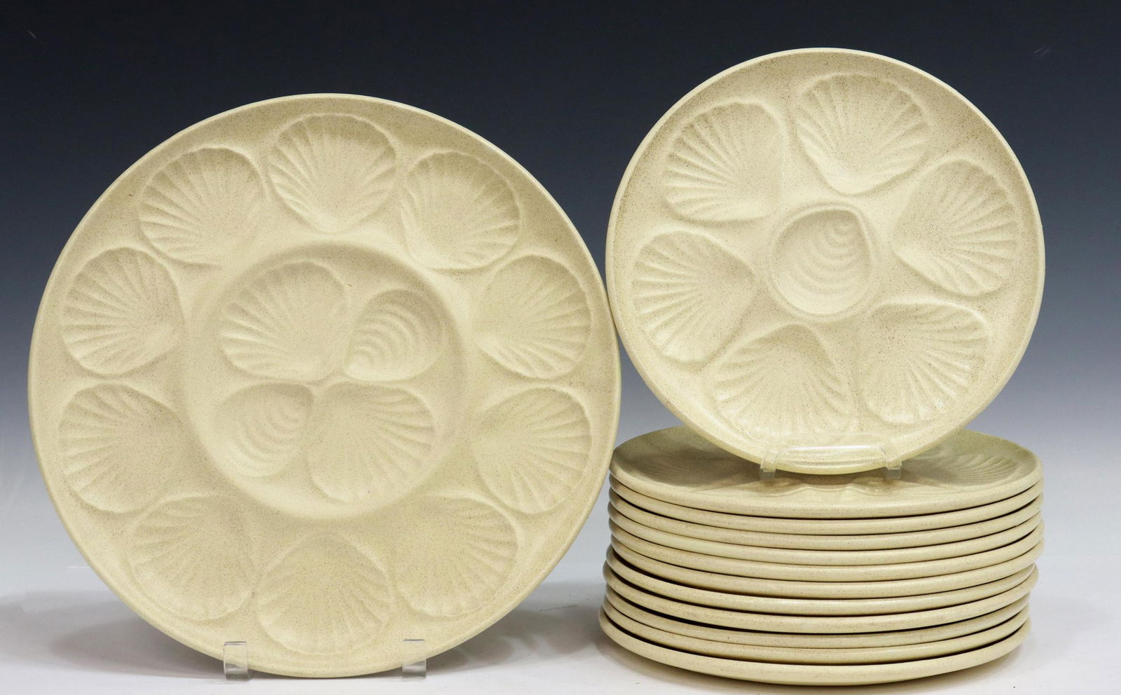 (13) FRENCH FAIENCE OYSTER PLATES & PLATTER (1 of 4)